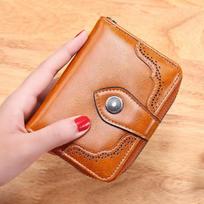 Women's Wallet Oil Wax Leather High Quality Hasp Zipper Purse Clutch Coin Card Holders Wallet ruda