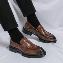 Ripe-young Men's Retro Leather Shoes Grace Thick Bottom Loafers Men Fashion Black Formal Business Luxury Slip-on Casual Shoes 38 ruda