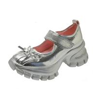 Women Casual Silver Platform Ballet Shoes Thick Sole Sneakers New Summer Fashion Single Shoes Woman Platform 35 sidabras