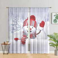 2 pieces, Christmas snowman curtains -30% blackout - suitable for living room, bedroom, kitchen, home decoration W150CM H166CM&Rod pocket