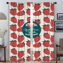 Lovely Strawberry Blackout Curtains 2 Pieces Living Room Curtain Partition Tulle for Bedroom Shades Home Interior Curtains Child W50xH70cmx2pcs-CL