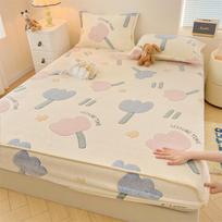 Pieno flanelės miego kepuraitės Trys dalys Žieminis sutirštintas Simmons lovos uždangalas apsauginis Paminkštinta paklodė Viengulės lovos uždangalo paklodė 3 Pcs 1.50m white