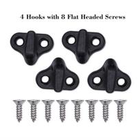 Nylon Kayak Lashing J Shape Hooks Replacement Black With Flat head Screws black