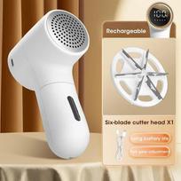 Electric Lint Remover HairBall Trimmer Sweater Defuzzer Intelligent Digital Display Lints Shaver Trimmer USB Charge 5 Gears white