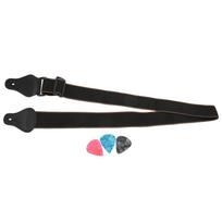Gitaros dirželis iš medvilnės reguliuojamo kaklo diržo, celiulioidinio rinkinio rinkinio styginių instrumentų priedai(Juoda black