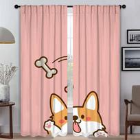C-Corgi Butt Anti-mosquito Curtains for Living Room Shades Window Curtain Tulle for Bedroom Halloween Decoration Partition Child W50xH70cmx2pcs-CL beige