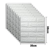 Dekoratyviniai 3D sienų lipdukai Lipnus putų skydelis Namų dekoras Svetainė Miegamasis Namo dekoracija Vonios kambarys Vandeniui atsparūs tapetai 25pcs(35X38cm) balta