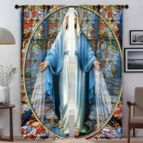 Christian Virgin Mary Shades Blackout Curtain for Room 2 Panel Curtains Child Room Tulle for Bedroom Partition Living Kitchen W50xH70cmx2pcs-CL