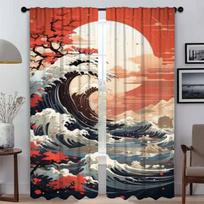 Wave Blackout Curtains 2 Pieces Home Interior Curtains for Living Room Curtain Shades Halloween Decoration Tulle for Bedroom W50xH70cmx2pcs-CL
