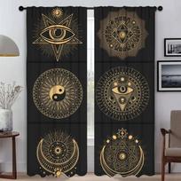Retro Mystic Eye Blackout Curtain for Room 2 Panel Curtains for Bedroom Partition Shades Halloween Decoration Living Kitchen W50xH70cmx2pcs-CL