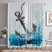 Elegantiškos kambario užuolaidos su fotoaparato inkaru, langų užuolaidos, užtemdančios užuolaidos, 2 vnt., Helovino dekoracija, pertvaros užuolaidos, svetainė W50xH70cmx2pcs-CL black