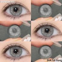 Funsachy 2Pcs Pupil Gray Color Contact Lenses For Eyes Natural Brown Eye Lens Fashion Cosmetic Blue Eye Makeup Annual