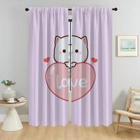 Peach Mochi Cat Partition Blackout Curtains for Living Room Shades Tulle for Bedroom Home Interior Curtains 2 Pieces Curtain W50xH70cmx2pcs-CL