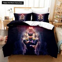3D Print Anime JoJo Bizarre Adventure Jotaro Kujo Bedding Set Boys Girls Twin Queen Size Duvet Cover Pillowcase Bed Boys Adult EU single(135x200cm) black