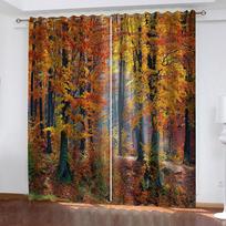 Blackout Curtain 3D Plant Autumn Maple Leaves Window Curtains For Living Room The Bedroom Modern, 2 Pieces Fashion W70xH160cmx2&Grommet Top