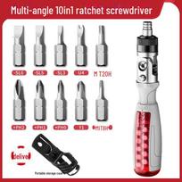 Green Forest Multifunctional Ratchet Screwdriver Set with Phillips, Flat, and Torx Heads 10in1 Multi-angle Ratchet Screwdriver