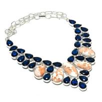 Orange Scolecite, Topaz Handmade 925 Sterling Silver Jewelry Necklace 18  l9N86
