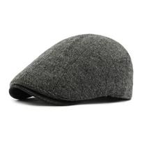 Contrast Color Wool Cotton Cap Autumn Winter Beret Retro Progressive Cap Thick Men's Peaked Cap pilka/juoda