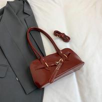 Retro Portable Commuter Bag, Female Tide Korean Niche Underarm Bag, Large-Capacity Bowling Bag raudona