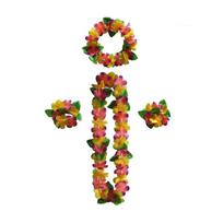 2 Set Hawaiian Lei Hawaiian Leis Bulk, Tropical Flower Lei Beach Hawaii Luau Party Favors Decoration DIY Decoration Fancy Dress & Party įvairiaspalvis