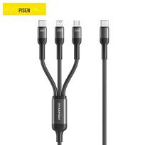 PISEN 3-in-1 Type-C greito įkrovimo laidas Apple ir Huawei, pintas dizainas 1.2m