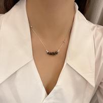 Rutulio formos tigro akies akmens karoliai - Elegantiškas ilgas megztinio grandinėlės vėrinys moterims Crushed Tiger Eye Silver Necklace