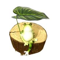 Cute Resin Frog Garden Statue with Leaf Perfect for Micro Landscape Decor in Your Outdoor Yard or Patio žalia