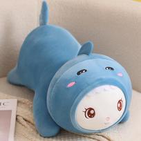 40/60/80/100cm Simulation Honeybee Dinosaur Hippopotamus Shark Pig Stuffed  Animals Plush Doll Toys for Kids Gift Room Decor 40cm mėlyna