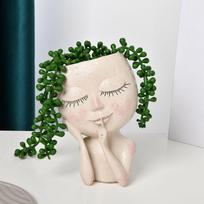 1 piece of resin flower pot with green plants T-99&T-100 high aesthetic value gray