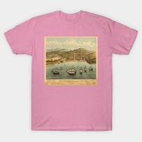 T Shirt Women Vintage Pictorial Map Of San Francisco 1884 Harajuku Print Kawaii Tshirt Summer Short Sleeve Female T-Shirt Top Tee S