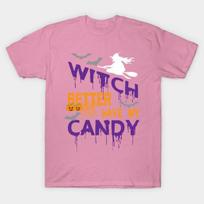 T Shirt Women Funny Witch Better Have My Candy Halloween Graphic Harajuku Print Kawaii Tshirt Summer Short Sleeve Female T-Shirt Top Tee S rožinė