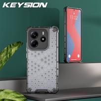 KEYSION Shockproof Case for Redmi Note 14 4G 14 Pro+ 5G Silicone+PC Transparent Honeycomb Phone Cover for Redmi Note 14 Pro 5G for Redmi Note 14 tamsiai pilka spalva