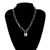 Rock Choker Lock Necklace Layered Chain On The Neck with Lock Punk Jewelry Mujer Key Padlock Pendant Necklace for Women Gift AVE sidabras