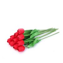 Small Fresh PU Tulip Artificial Flower for Wedding and Home Decor ryškiai raudonos spalvos