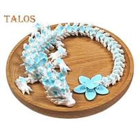 3D spausdintas Sakura Drakonas 10,8 colio Artikuliuotas Drakonas su Judančiais Sąnariais Besisukanti Vyšnių Žiedų Uodega Lankstus Drakonas Fidget Žaislas Stalo Dekorui tamsiai oranžinės spalvos