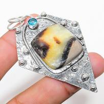 Septerian Stone, Blue Topaz 925 Sterling Silver Jewelry Pendant 2.92  K7J91