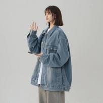 Retro Hong Kong Style Denim Jacket for Women, Loose and Versatile Temperament, with A Collared Denim Top XXXL