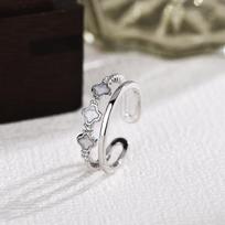 Lucky Four-Leaf Clover Opening Double Layer Ring Female Light Luxury Fashion Temperament Personality Hundred With Index Finger Ring