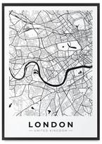Plakatas žemėlapis miesto planas Londonas juodame rėmelyje 21x30 cm