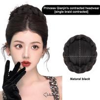 Maruko plaukų kuodo perukas, moteriškos paveldėtojos, princesės galvos imitacijos kuodo plaukų aksesuaras, nuotakos plaukų kuodo galvos juosta style 02 Natural black gray