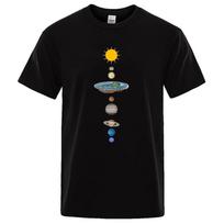 Sistema Solar Cósmico Planetas Imprimir Manga Curta Homens Rua Casual T Roupas Soltas Oversized T Camisa Masculina Verão Algodão S juoda