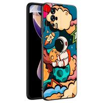 Animacinis Mielas Astronautas Juodas Telefono Dėklas Xiaomi Redmi 7A 8A 9A 10A 11A 9C 10C 12C 13C 11 Prime A1 A2 Plus 12 4G Note 9T 12R Redmi 10A