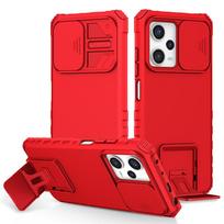 „Xiaomi Redmi Note 12 Pro 5G Case Camera Protect“ smūgiams atsparus „Armor“ telefono dėklas, skirtas „Redmi Note 12 12Pro“ stovo laikiklio galinis dangtelis Redmi Note 12 Global raudona