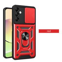 For Samsung Galaxy A14 A24 A34 A54 5G Case Slide Lens Protect Armor Phone Case For Galaxy A05 A05S A25 M14 M54 Ring Holder Cover For Galaxy A14 4G 5G raudona