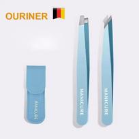 Eyebrow Tweezer Colorful Hair Beauty Fine Hairs Puller Stainless Steel Slanted Eye Brow Clips Removal Makeup Tools Blue 2 pcs