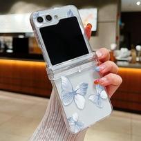 For Samsung Galaxy Z Flip5 Flip6 Butterfly Pattern Clear Folding Phone Case Transparent Hard PC Cover For Samsung Z Flip 6 5 4 3 For Galaxy Z Flip3