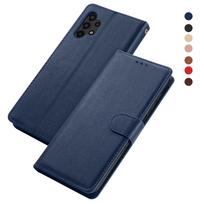 Leather Case for Samsung Galaxy A01 A12 A21S A20E A40 A42 A50 A51 A71 A41 A31 A32 A10 A3 A5 A7 A6 A8 Coque Flip Wallet Funda For A34 5G mėlyna