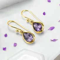 Huitan Waterdrop Purple CZ Dangle Earrings Women Wedding Engagement Aesthetic Accessory for Lady Anniversary Gift Trendy Jewelry beige