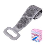 Shower Scrubber Silicone Back Brush Dual Side Bathing Massage Belt Brush gray