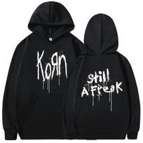 Korn Music Concert Rock Band WORLD TOUR Hoodie Vyriški vintažinio metalo gotikiniai negabaritinių megztinių megztiniai S